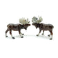 Set of 2 Moose Figurine Ceramic Wild Elk Miniature Statue