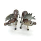 Set of 2 Moose Figurine Ceramic Wild Elk Miniature Statue