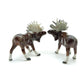 Set of 2 Moose Figurine Ceramic Wild Elk Miniature Statue