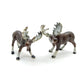 Set of 2 Moose Figurine Ceramic Wild Elk Miniature Statue