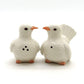 2 Pigeon Bird Figurines Ceramic Salt & Pepper Shakers