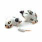 2 Calico Black and Orange on White Fur Cats with White Rat