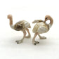 Set of 2 Ostrich Bird Figurine Ceramic Miniature Statue