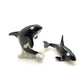 Set of 2 Killer Whale Fish Figurine Miniature Ceramic Statue