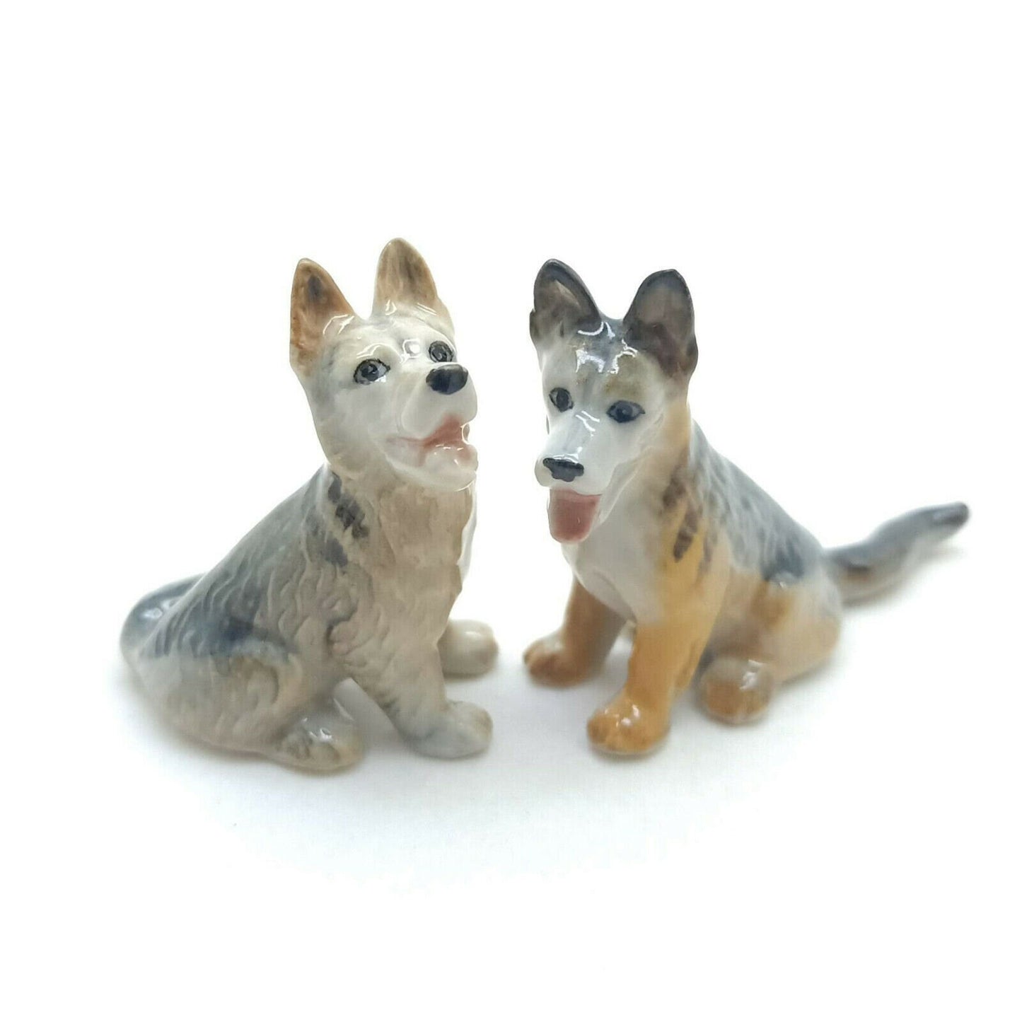 Set of 2 Alsatian Dog Ceramic Figurine Statue