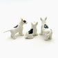 3 Bull Terrier Dog Ceramic Figurines