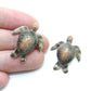 Set of 2 Tiny Sea Turtle Figurine Ceramic Statue