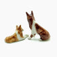 Set 2 Collie Dog Ceramic Figurine Miniature Statue