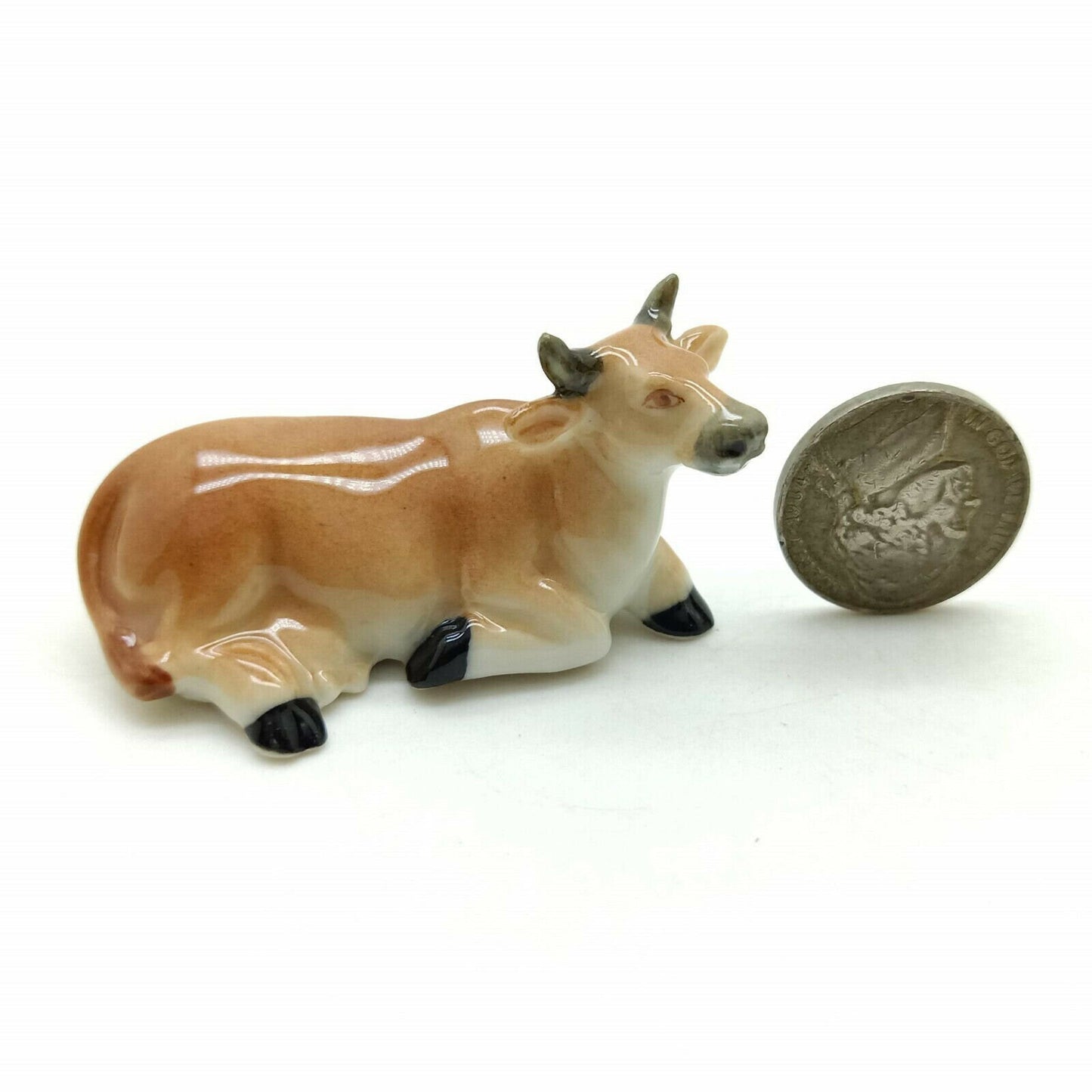 2 Cow Ceramic Figurines Miniature Statue