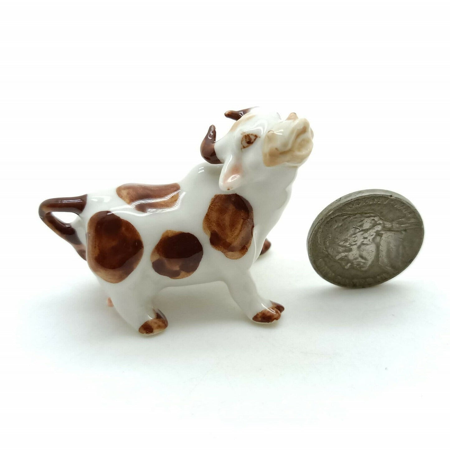 Set of 2 Cow Ceramic Figurine Miniature Statue