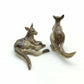 Set of 2 Kangaroo Figurine Ceramic Miniature Statue