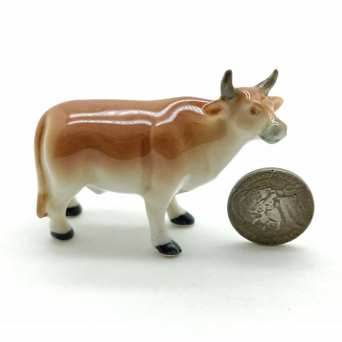 2 Cow Ceramic Figurines Miniature Statue