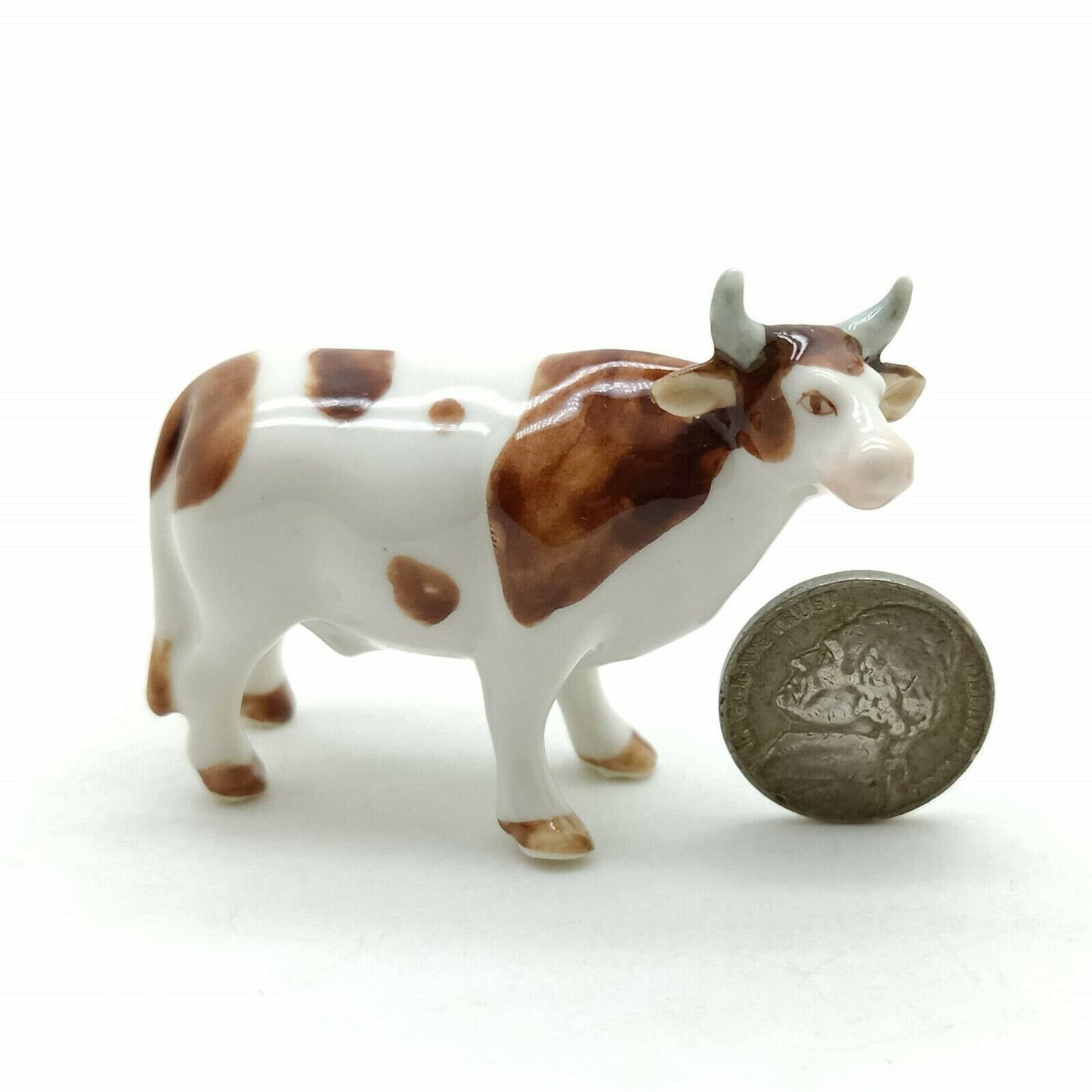 2 Cow Ceramic Figurines Miniature Statue