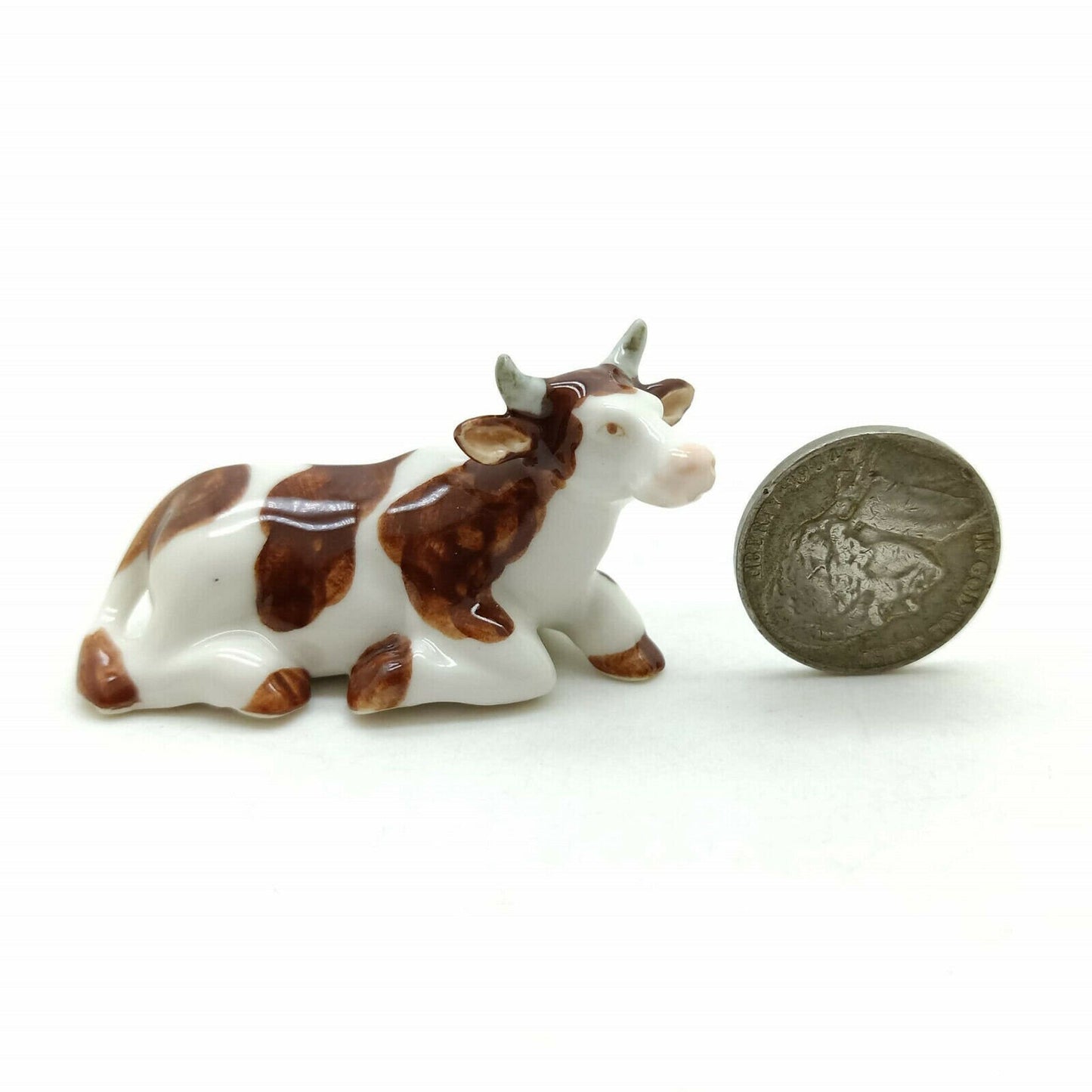 2 Cow Ceramic Figurines Miniature Statue