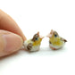 Set of 2 Tiny Bird Figurine Ceramic Animal Dollhouse Miniature American Goldfinch Red Crested Cardinal
