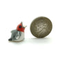 Set of 2 Tiny Bird Figurine Ceramic Animal Dollhouse Miniature American Goldfinch Red Crested Cardinal