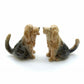 2 Otterhound Dog Ceramic Figurines