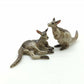 Set of 2 Kangaroo Figurine Ceramic Miniature Statue