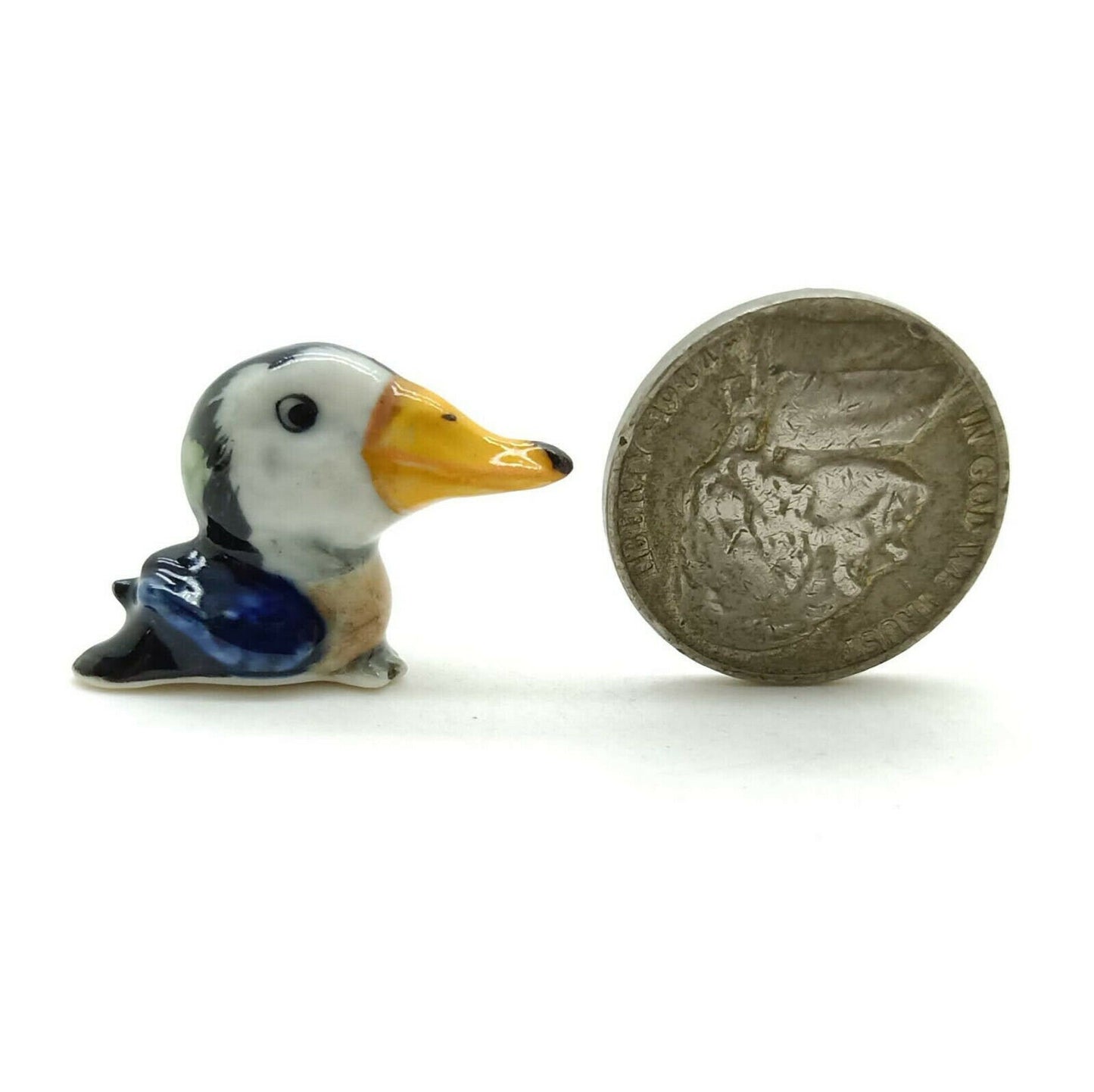 2 Tiny Toucan Bird Figurines Ceramic Miniature Statue