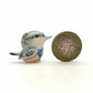 2 Gray Bird Figurine Ceramic Miniature Statue