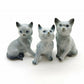 Set of 3 Siamese Cat Figurine Ceramic Statue