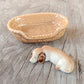 Golden Retriever Dog Sleep in Basket Ceramic Figurine Miniature Statue