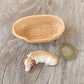 Golden Retriever Dog Sleep in Basket Ceramic Figurine Miniature Statue