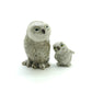 Mother Owl with Baby in Egg Ceramic Figurines