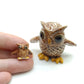 2 Brown Owl Bird Ceramic Figurines