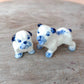 Set of 2 Bulldog Dog Ceramic Figurine Miniature Statue Blue Flower