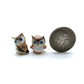 Set of 2 Tiny Owl Birds Ceramic Figurine Dollhouse Miniature Statue, Decoration