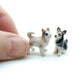 Set 2 Tiny Siberian Husky Alaskan Malamute Dog Ceramic Figurine Miniature