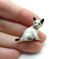 Set of 2 Cat Kitten Figurine Ceramic Miniature Statue