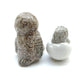 Mother Owl with Baby in Egg Ceramic Figurines