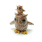 2 Brown Owl Bird Ceramic Figurines