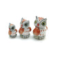 Set of 3 Ceramic Owl Bird Ceramic Figurines