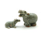 Set of 2 Hippopotamus Hippo Ceramic Figurine Miniature Statue