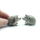 Set of 2 Hedgehog Porcupine Figurine Ceramic  Miniature Statue
