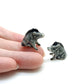 Set of 2 Tiny Boar Pig Ceramic Figurine Animal Miniature Statue
