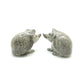 Set of 2 Hedgehog Porcupine Figurine Ceramic  Miniature Statue