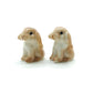 Set of 2 Tiny Rabbit Bunny Ceramic Figurines Miniature Animal Statue, available in 3 colors - Brown, Grey, White | Home Decoration