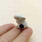 3 White Rabbit Ceramic Figurine Dot Black Miniature Statue