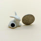 3 White Rabbit Ceramic Figurine Dot Black Miniature Statue