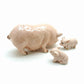 3 Pot-Bellied Kurobuta Pig Ceramic Figurines Statue