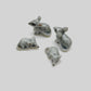Set of 4 Tiny Rat Mouse Mice Gray Ceramic Figurine Dollhouse Miniature Gray
