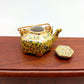 Ceramic Porcelain Miniature Chinese Teapot with Copper Handle, Benjarong patterns Golden Dots, Dollhouse Decoration, Gift for Teapot Lovers