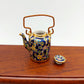 Ceramic Porcelain Miniature Chinese Teapot with Copper Handle, Benjarong patterns Golden Dots, Dollhouse Decoration, Gift for Teapot Lovers