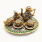 Ceramic Porcelain Miniature Coffee & Teapot Set, Benjarong patterns Golden Dots, Dollhouse Decoration, Gift for Coffee Tea Lovers