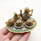 Ceramic Porcelain Miniature Coffee & Teapot Set, Benjarong patterns Golden Dots, Dollhouse Decoration, Gift for Coffee Tea Lovers