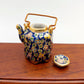 Ceramic Porcelain Miniature Chinese Teapot with Copper Handle, Benjarong patterns Golden Dots, Dollhouse Decoration, Gift for Teapot Lovers